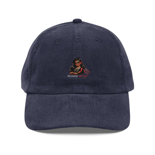 Corduroy Baseball Cap with Vintage Embroidered Puppy