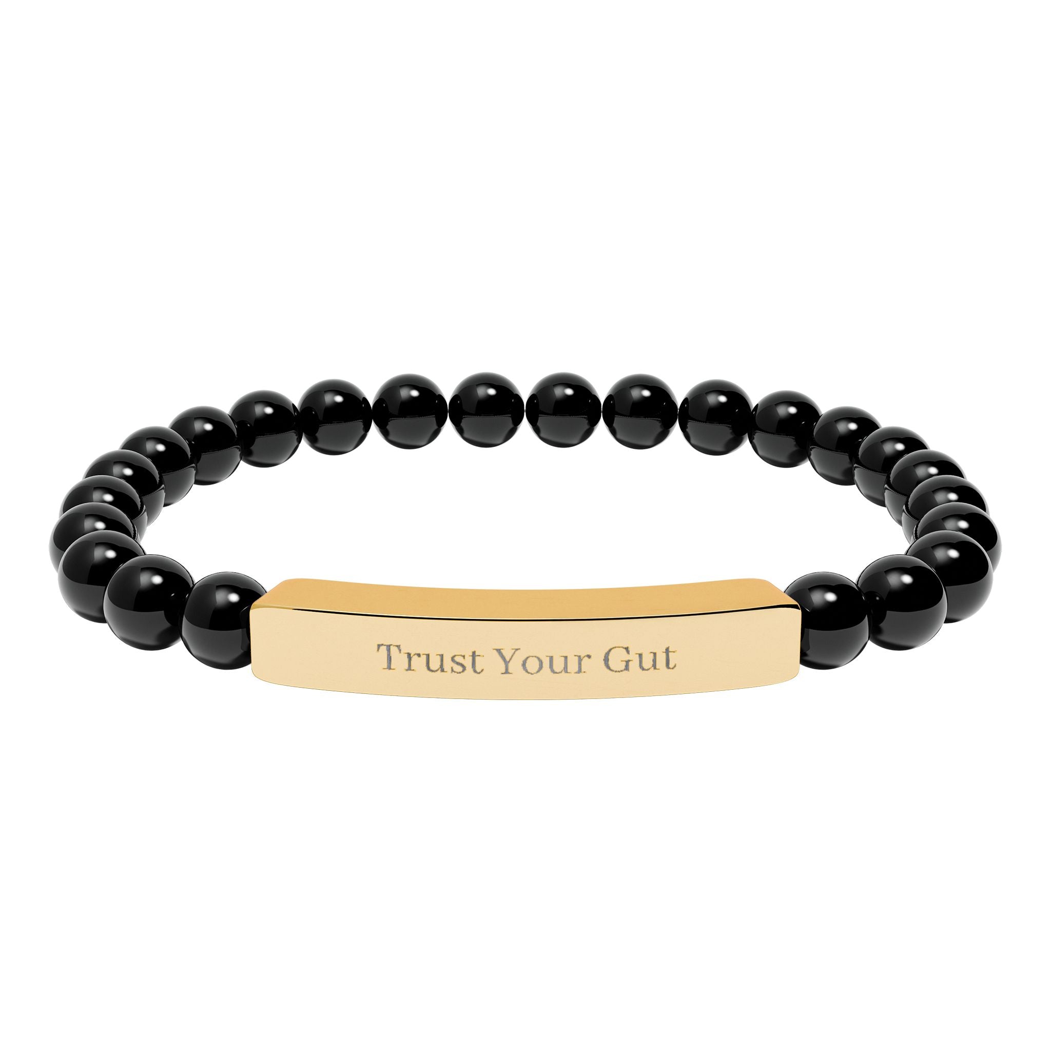 Trust Your Gut Bracelet — by Maxine Smart Natural Stone Bar Bracelet – Stretch Beaded Healing Gemstone Bracelet