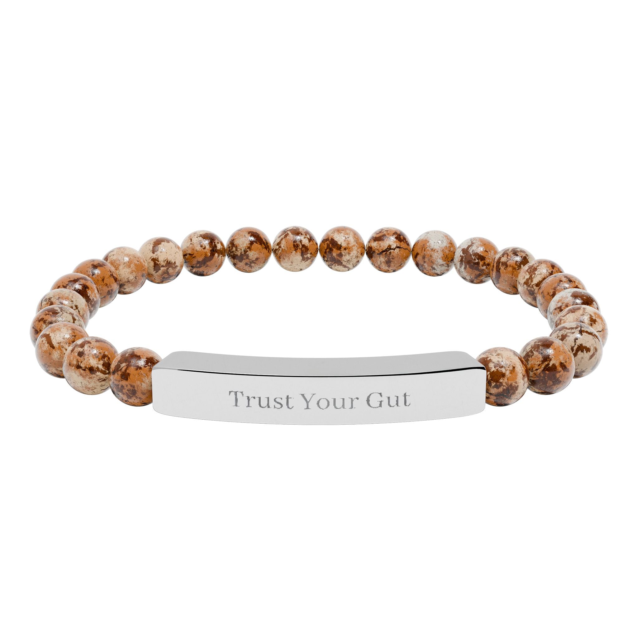 Trust Your Gut Bracelet — by Maxine Smart Natural Stone Bar Bracelet – Stretch Beaded Healing Gemstone Bracelet