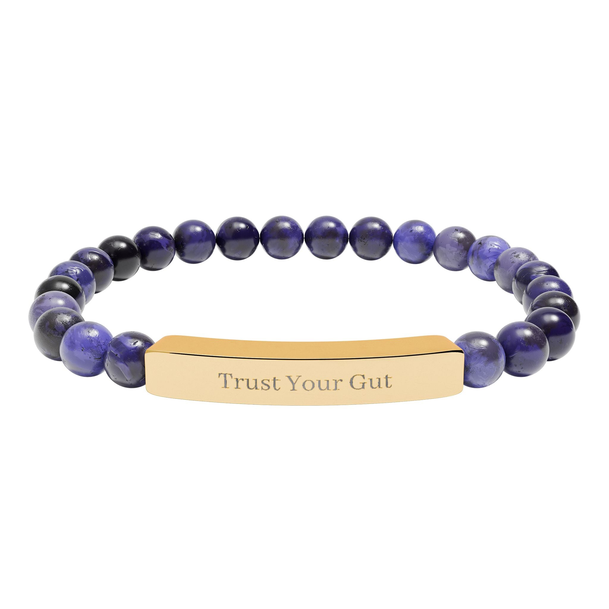 Trust Your Gut Bracelet — by Maxine Smart Natural Stone Bar Bracelet – Stretch Beaded Healing Gemstone Bracelet