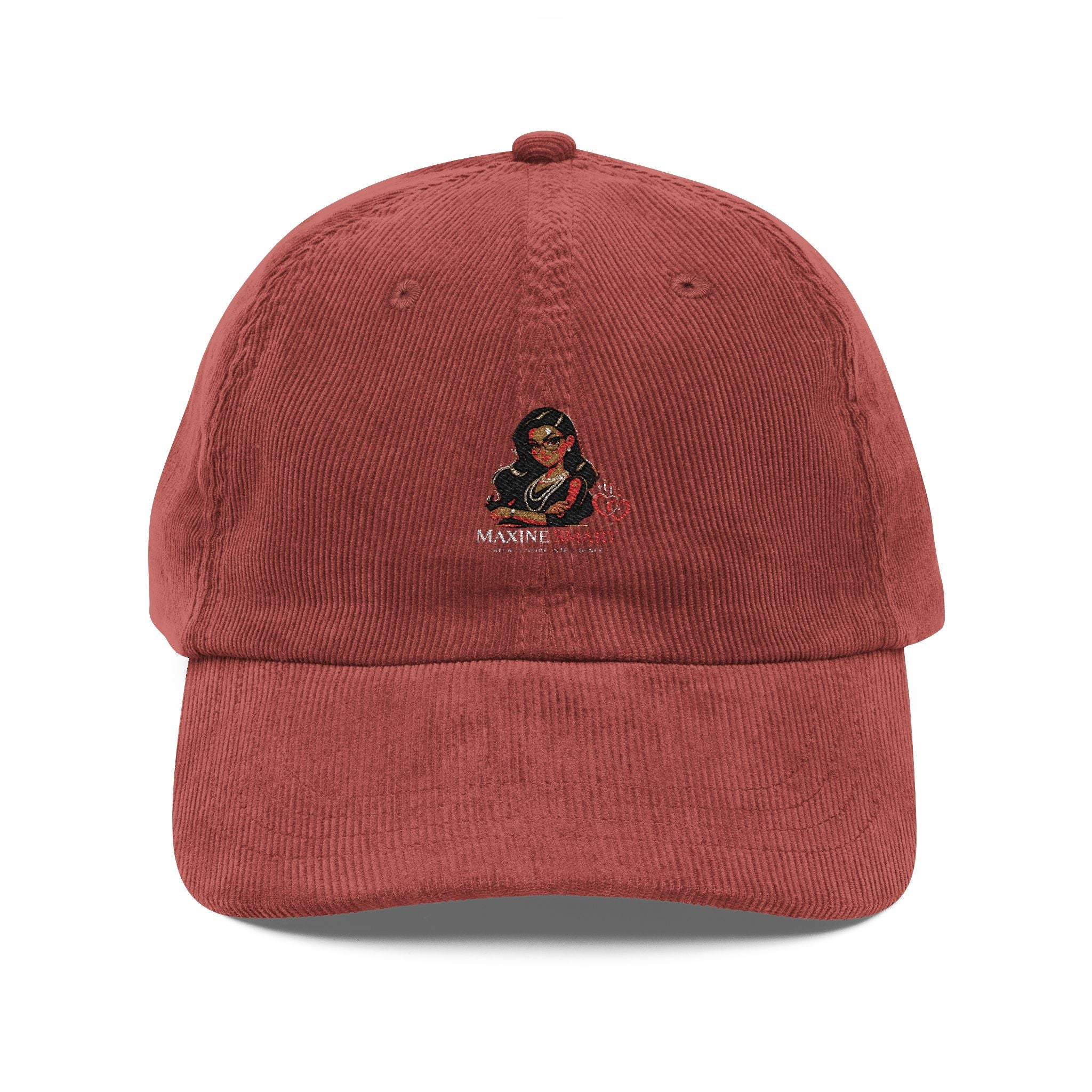 Corduroy Baseball Cap with Vintage Embroidered Puppy