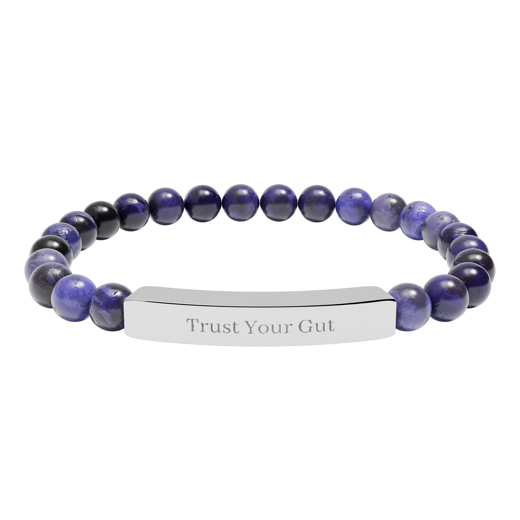 Trust Your Gut Bracelet — by Maxine Smart Natural Stone Bar Bracelet – Stretch Beaded Healing Gemstone Bracelet