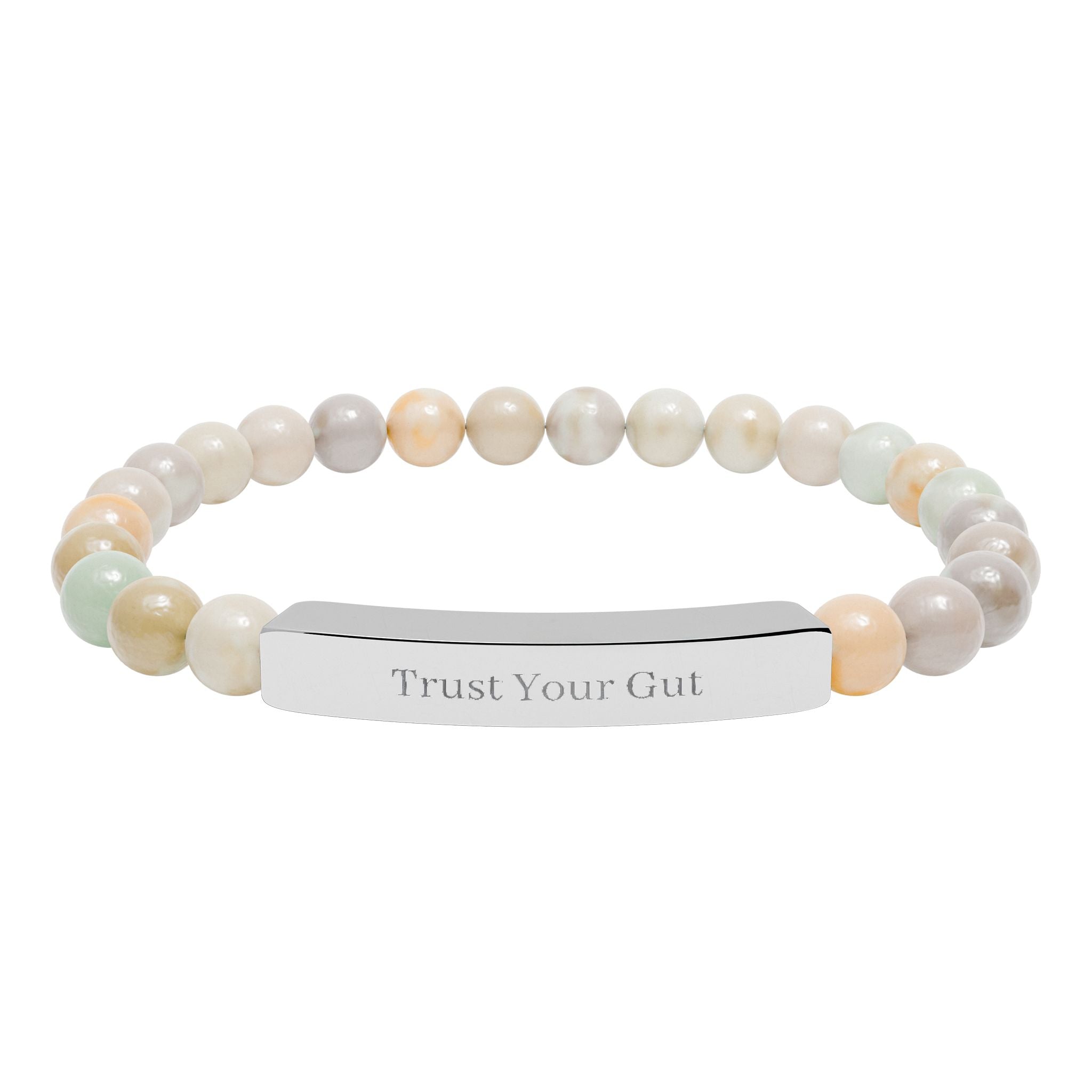 Trust Your Gut Bracelet — by Maxine Smart Natural Stone Bar Bracelet – Stretch Beaded Healing Gemstone Bracelet