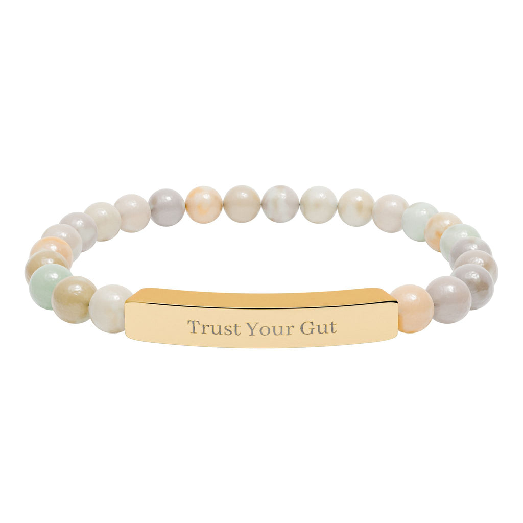 Trust Your Gut Bracelet — by Maxine Smart Natural Stone Bar Bracelet – Stretch Beaded Healing Gemstone Bracelet