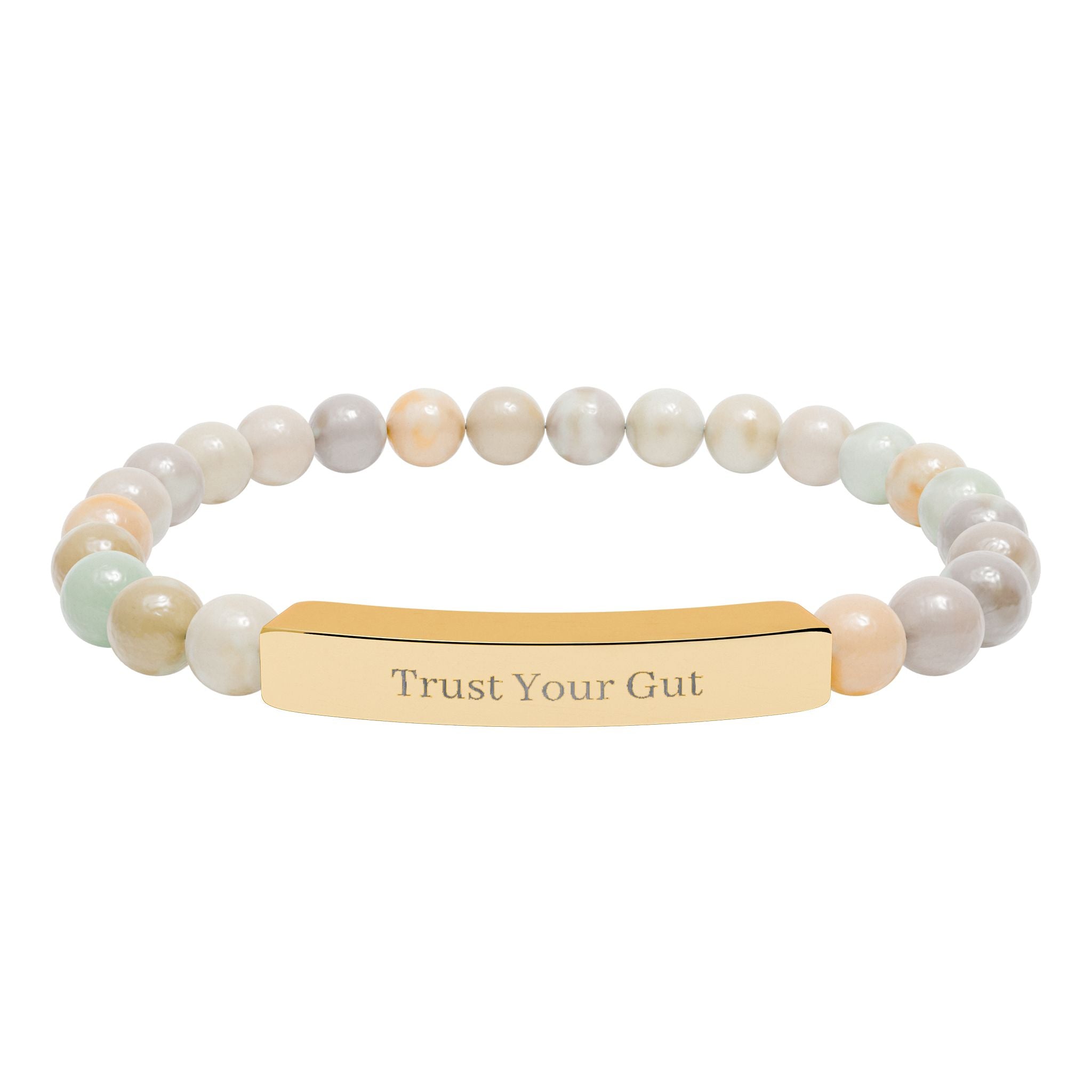 Trust Your Gut Bracelet — by Maxine Smart Natural Stone Bar Bracelet – Stretch Beaded Healing Gemstone Bracelet