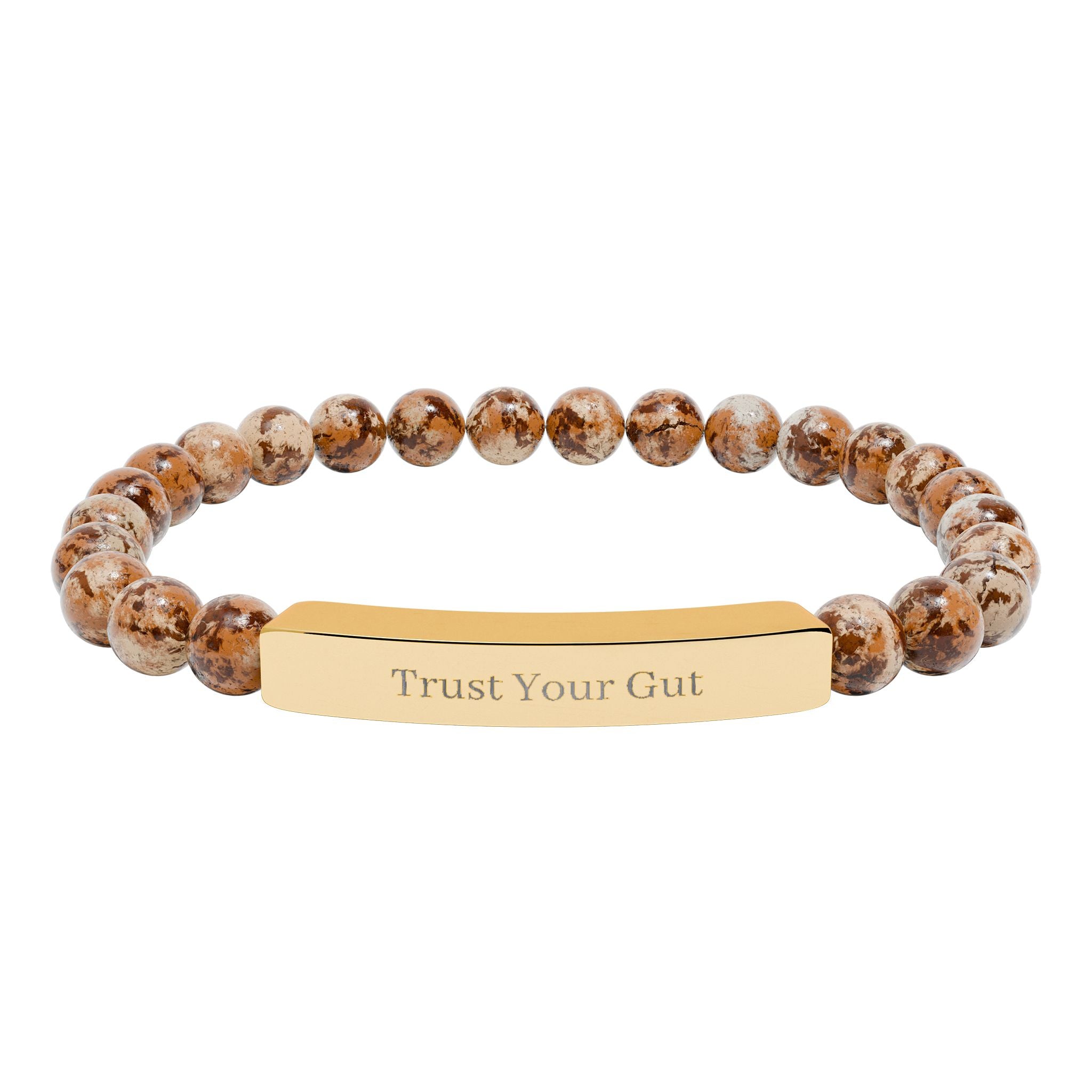 Trust Your Gut Bracelet — by Maxine Smart Natural Stone Bar Bracelet – Stretch Beaded Healing Gemstone Bracelet