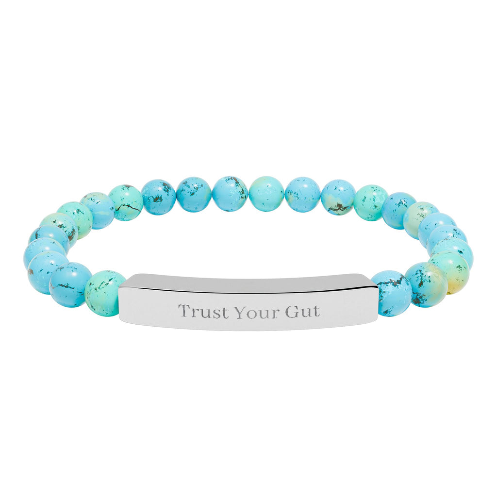 Trust Your Gut Bracelet — by Maxine Smart Natural Stone Bar Bracelet – Stretch Beaded Healing Gemstone Bracelet