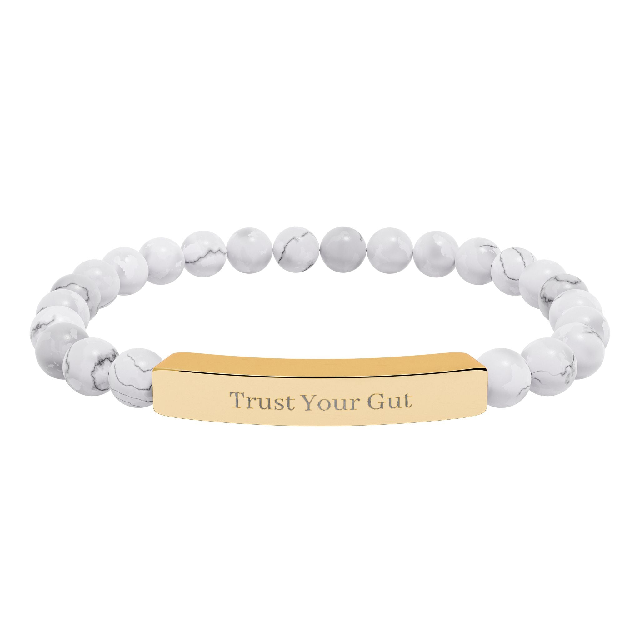 Trust Your Gut Bracelet — by Maxine Smart Natural Stone Bar Bracelet – Stretch Beaded Healing Gemstone Bracelet