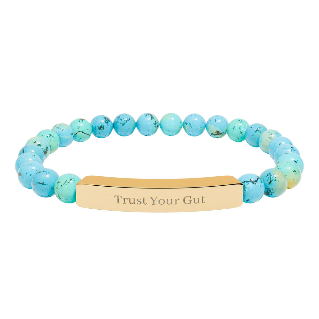 Trust Your Gut Bracelet — by Maxine Smart Natural Stone Bar Bracelet – Stretch Beaded Healing Gemstone Bracelet